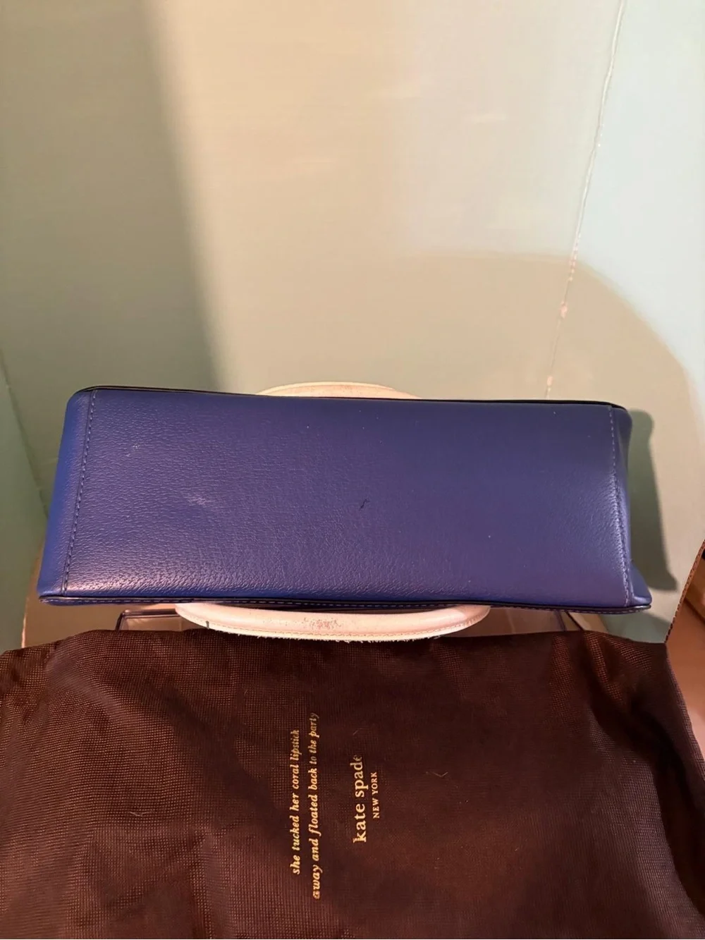 Kate Spade Grove Street Carli Satchel Blue Cream Colorblock Leather Handbag